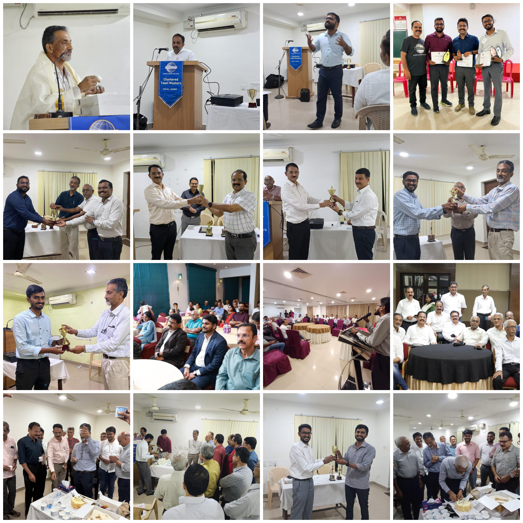 Toastmasters meetings, speech contests, trophies and club socials